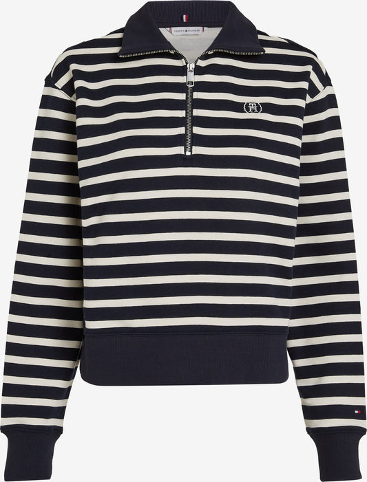 Breton Stripe Half Zip Jacket, Desert Sky