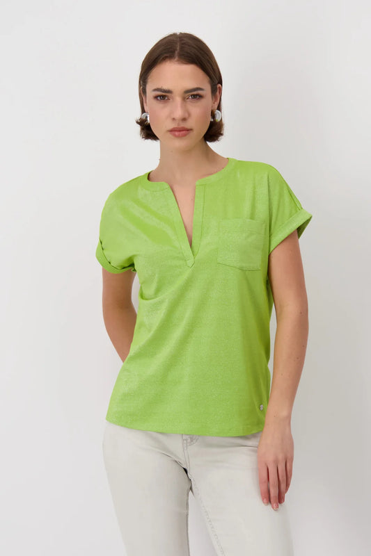 Lime green shimmer top (Size UK 8,18)