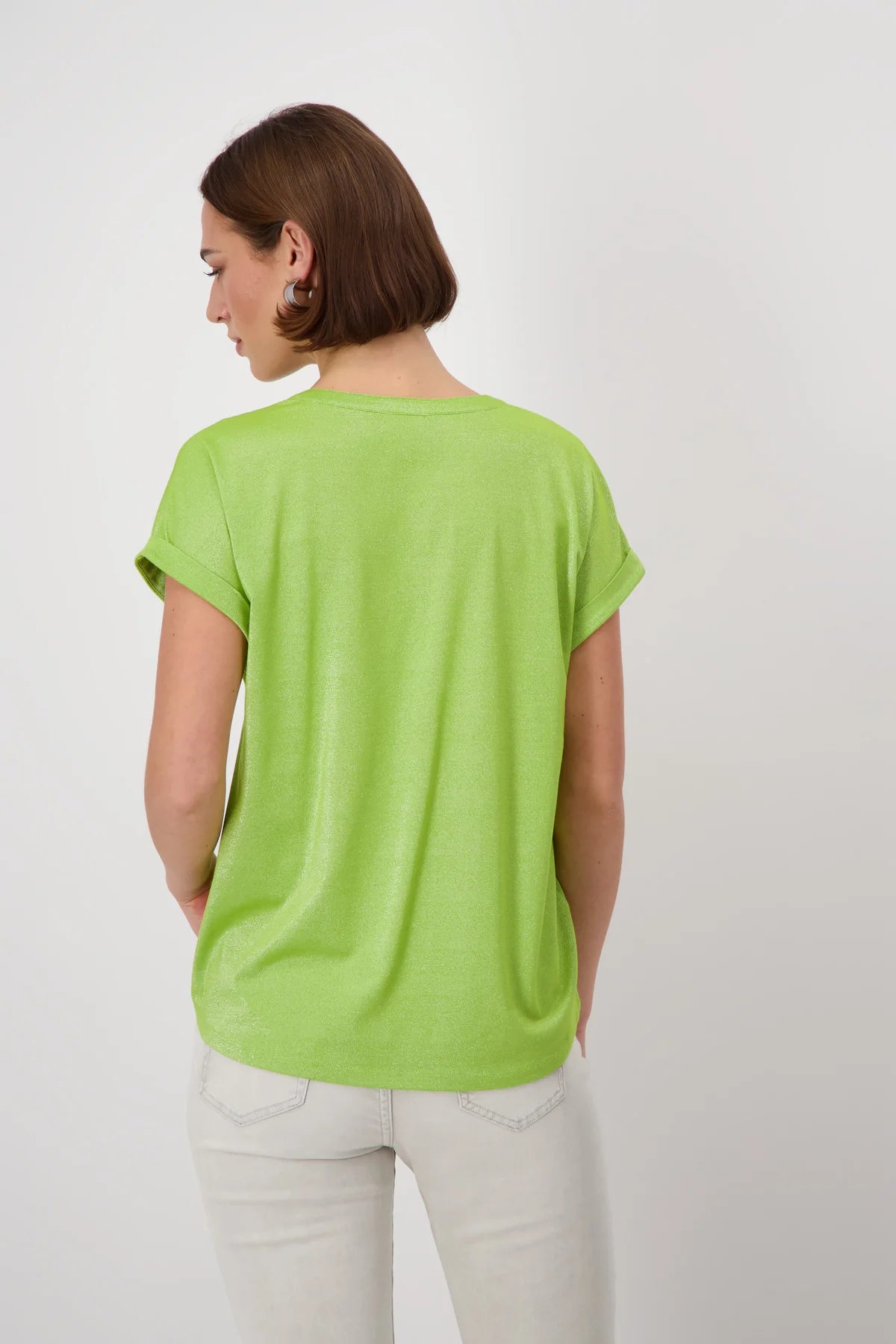 Lime green shimmer top (Size UK 8,18)