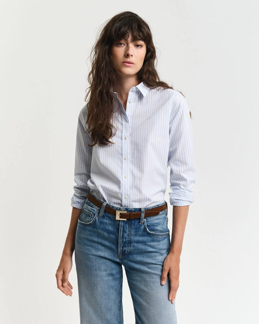 Poplin striped shirt Light blue