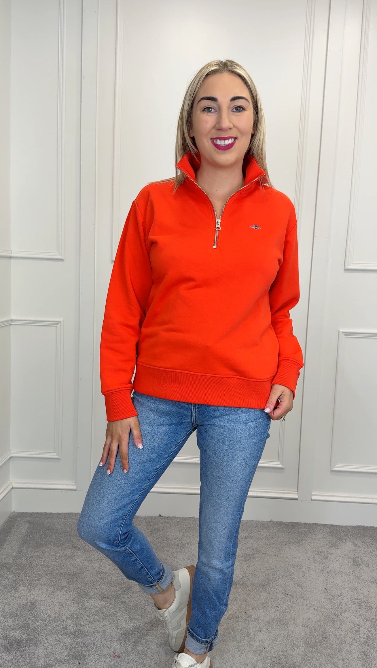 Orange/red shield half zip