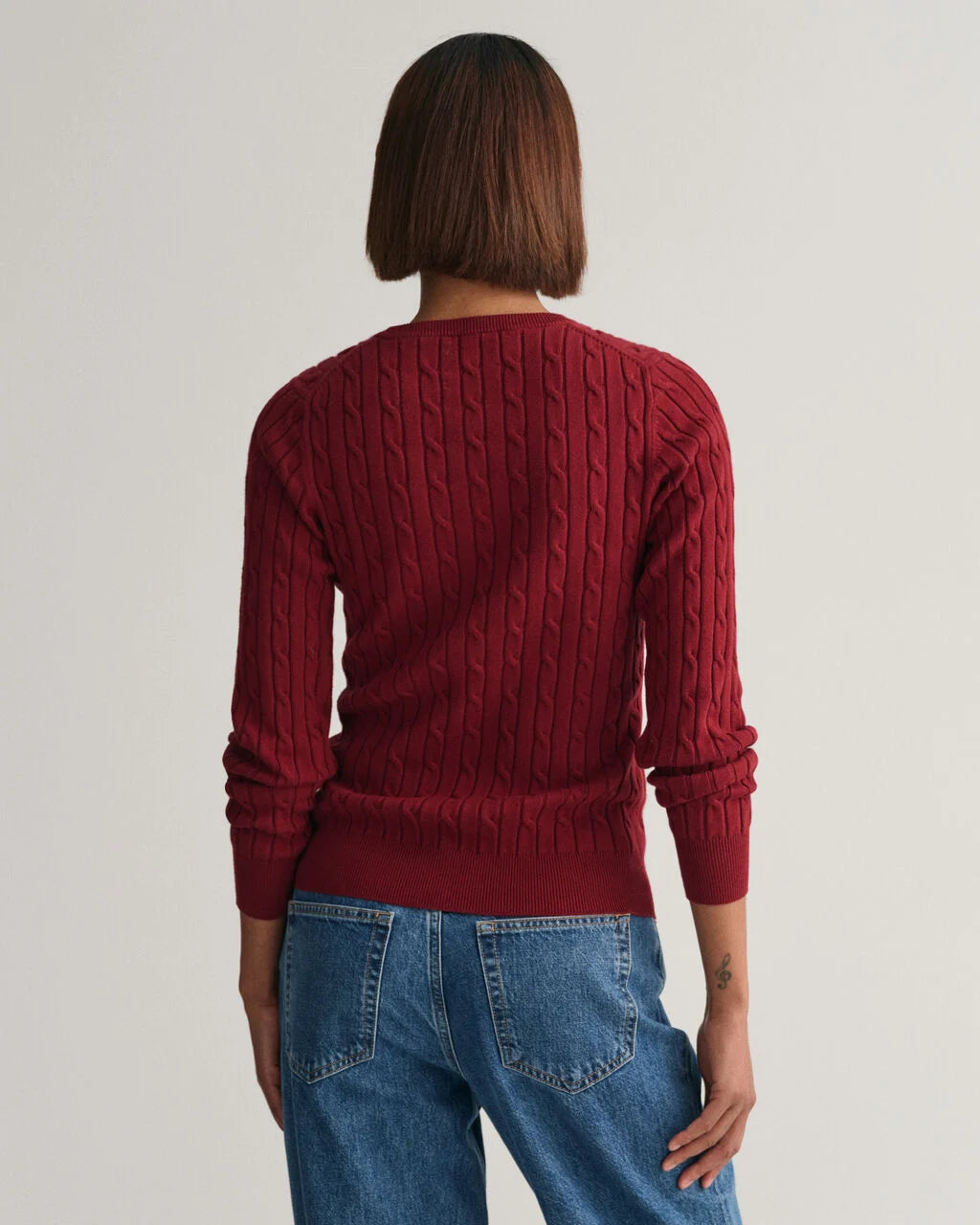 Cable knit jumper wine