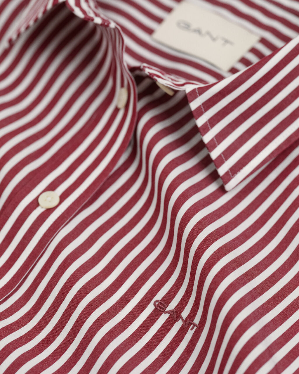 Regular Fit Striped Poplin Shirt-Plumped Red