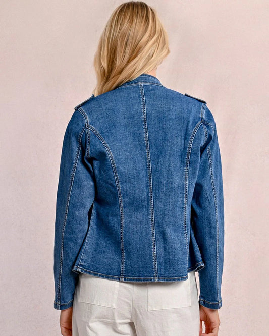 Officer style denim jacket