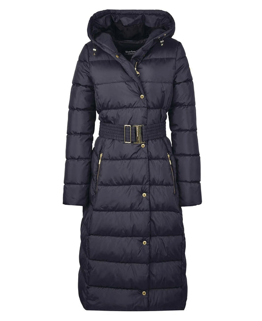 Track Line Quilted Coat- Black