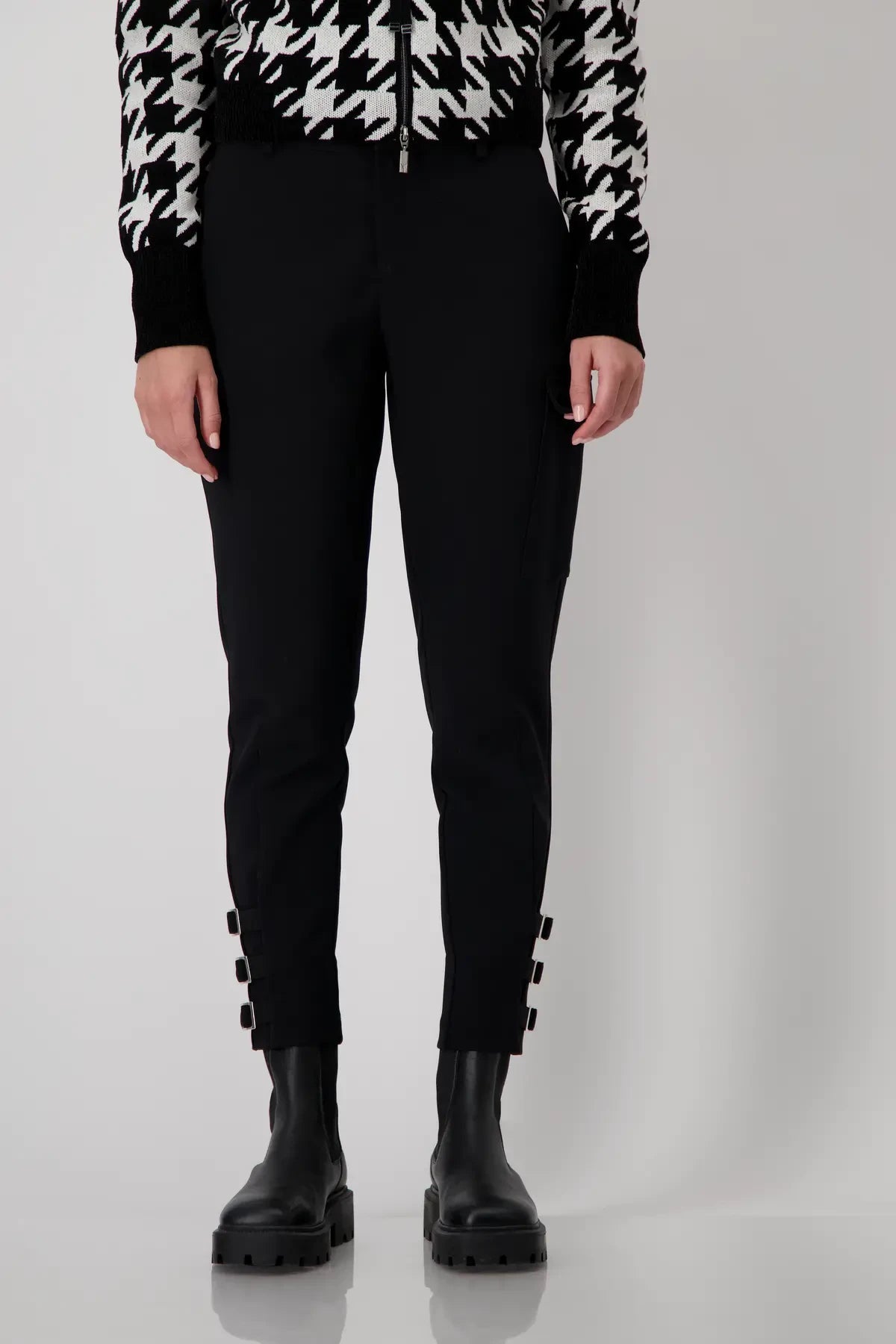 Black cargo buckle trouser