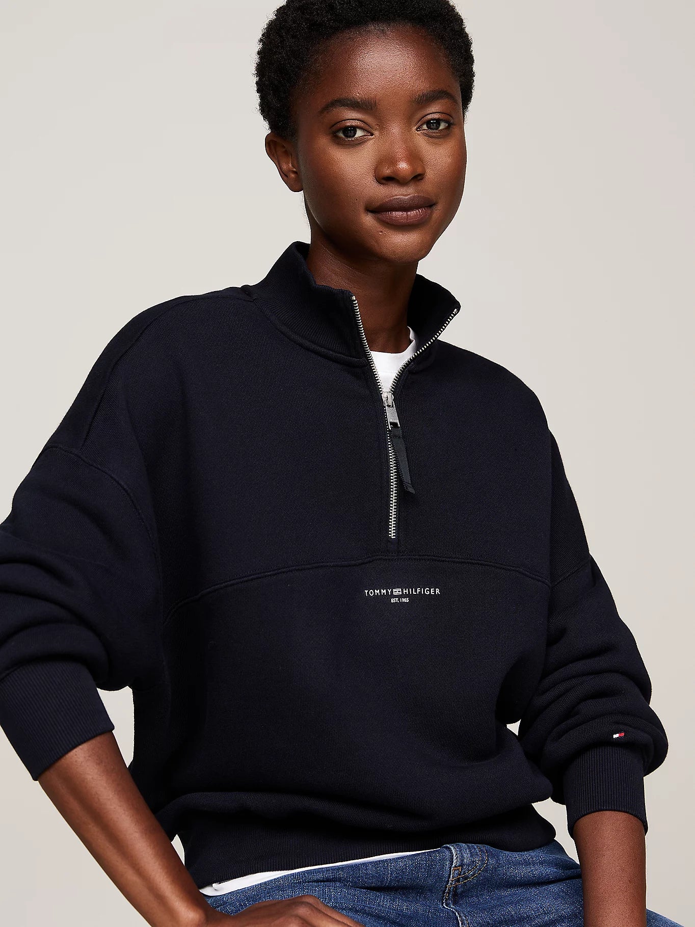 Navy mini corp half zip