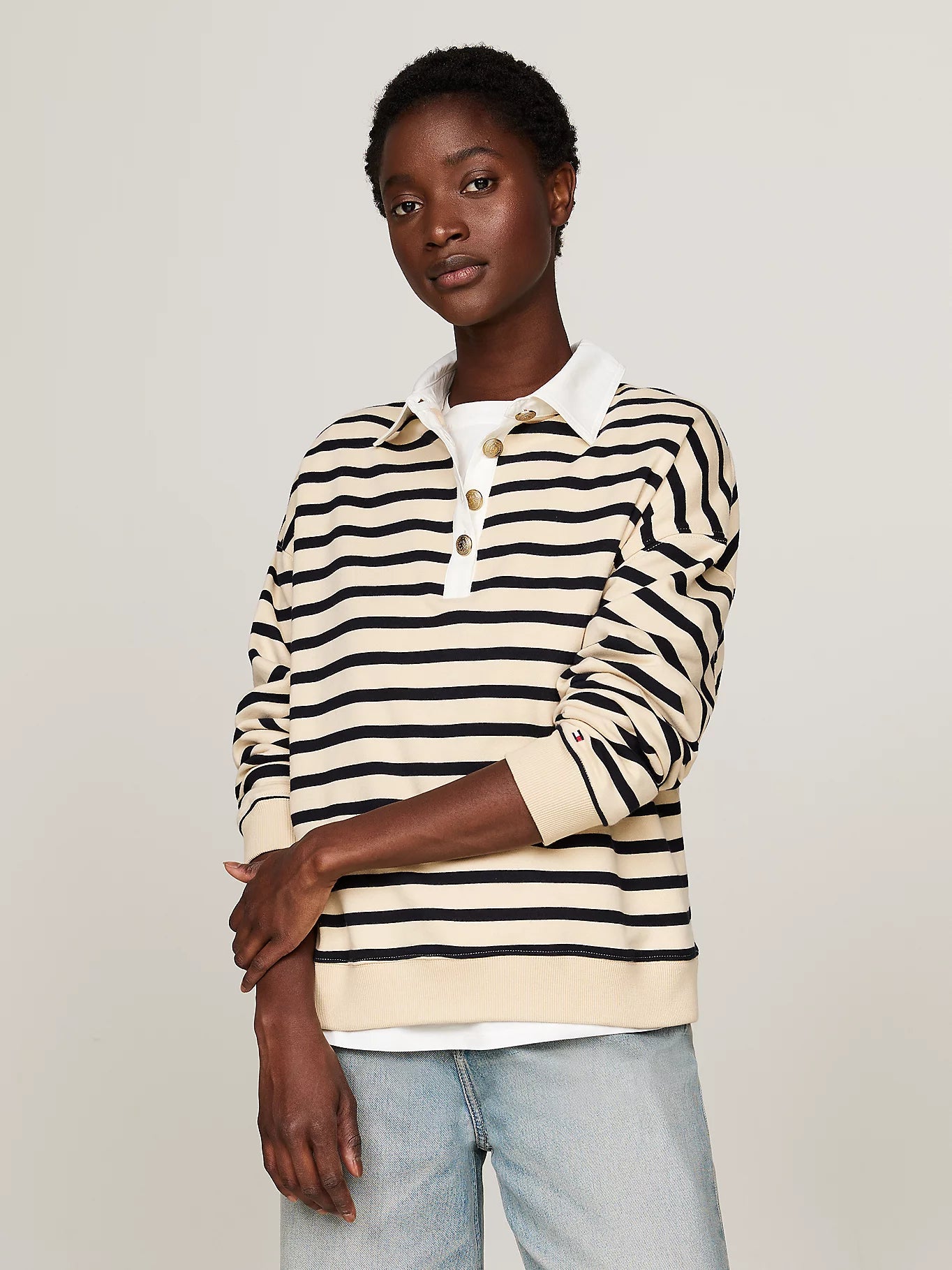 Breton stripe collar top