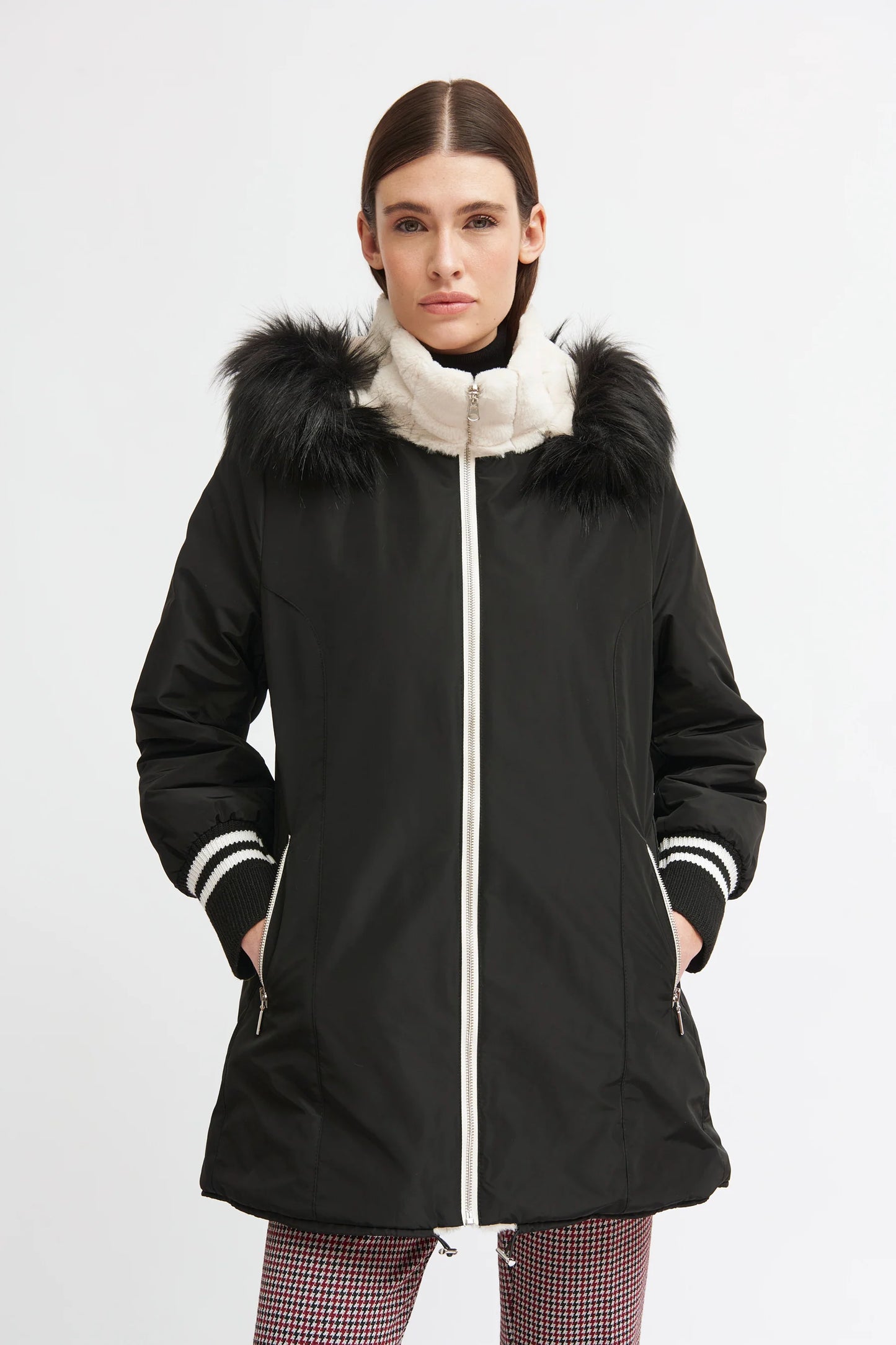 Reversible Caleo fur lined parka coat