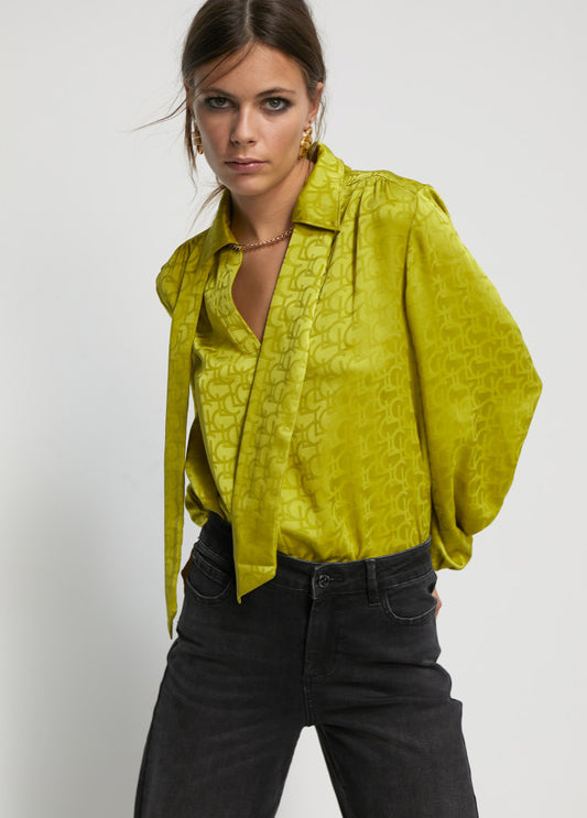 BLOUSE WITH TIE DETAIL - Green