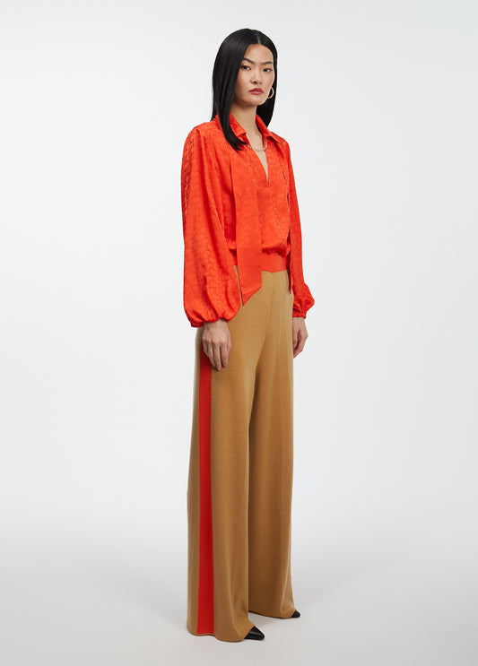 BLOUSE WITH TIE DETAIL- Orange Naranja