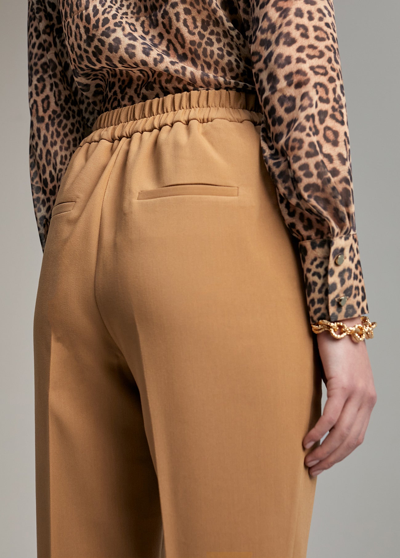 BUTTON DETAIL TROUSERS- Camel