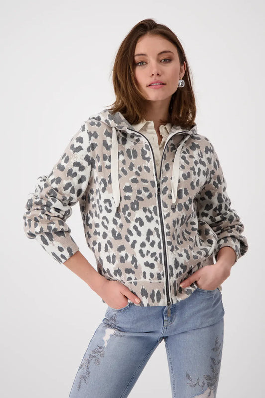 Sandshell tiger print zip cardigan