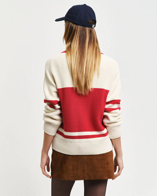 Varsity Cotton V-Neck Sweater