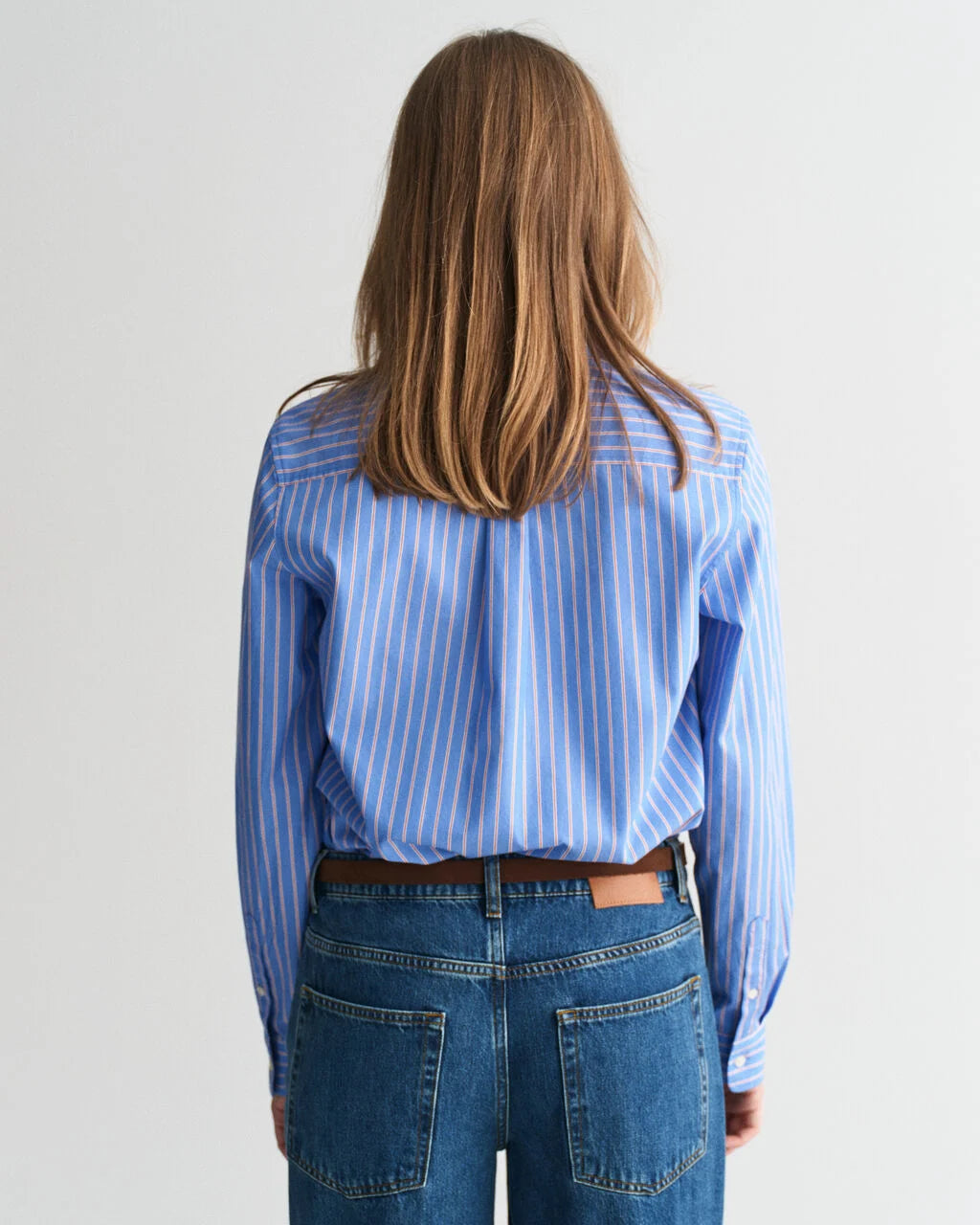 Regular Fit Striped Poplin Shirt-Blue