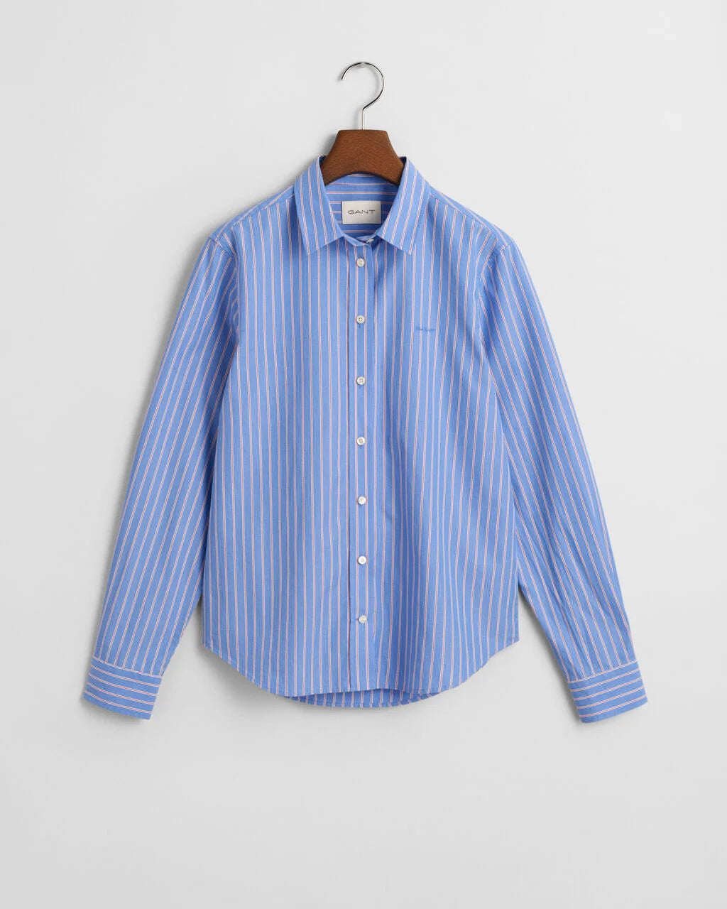 Regular Fit Striped Poplin Shirt-Blue