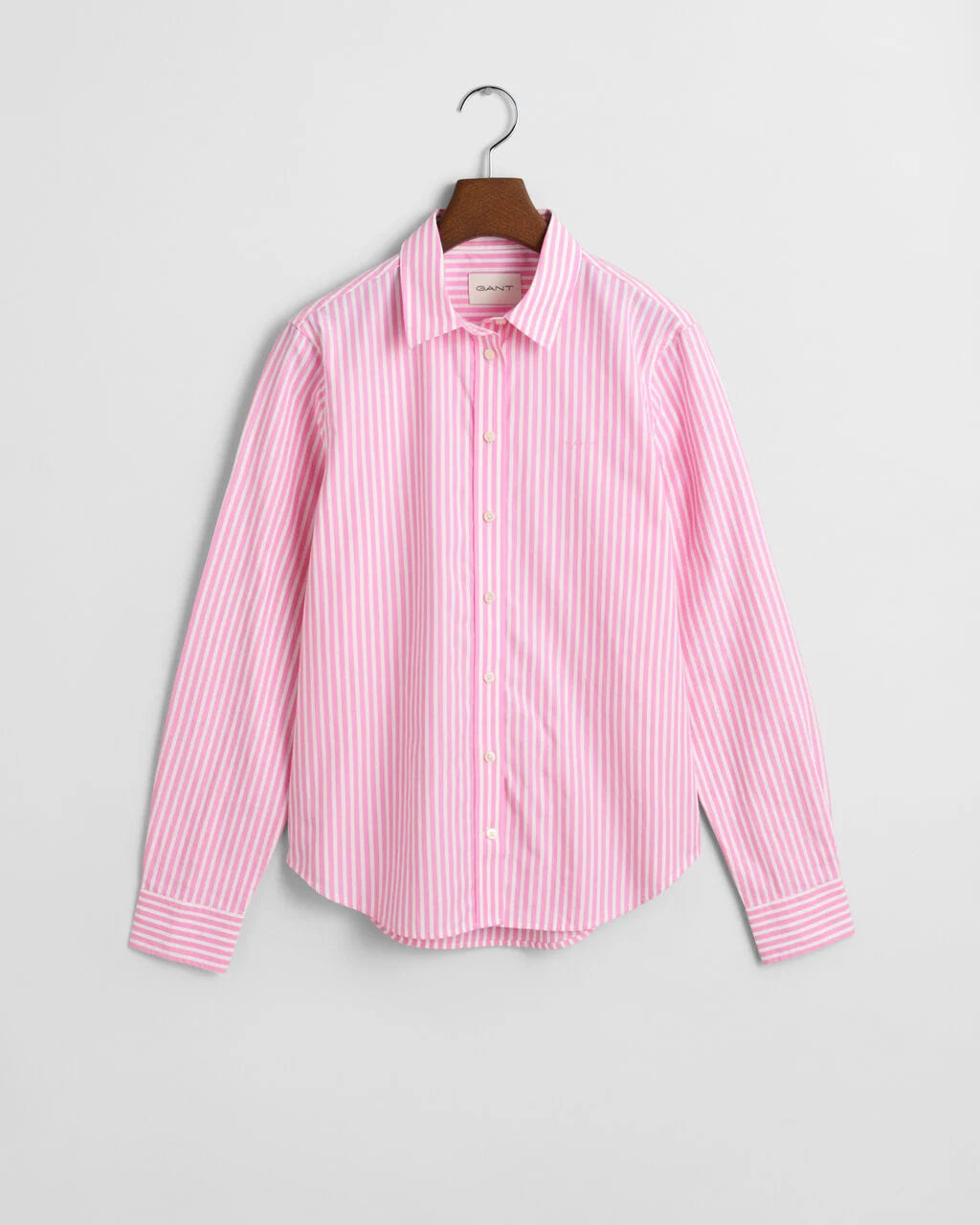 Regular Fit Striped Poplin Shirt- Candy Pink