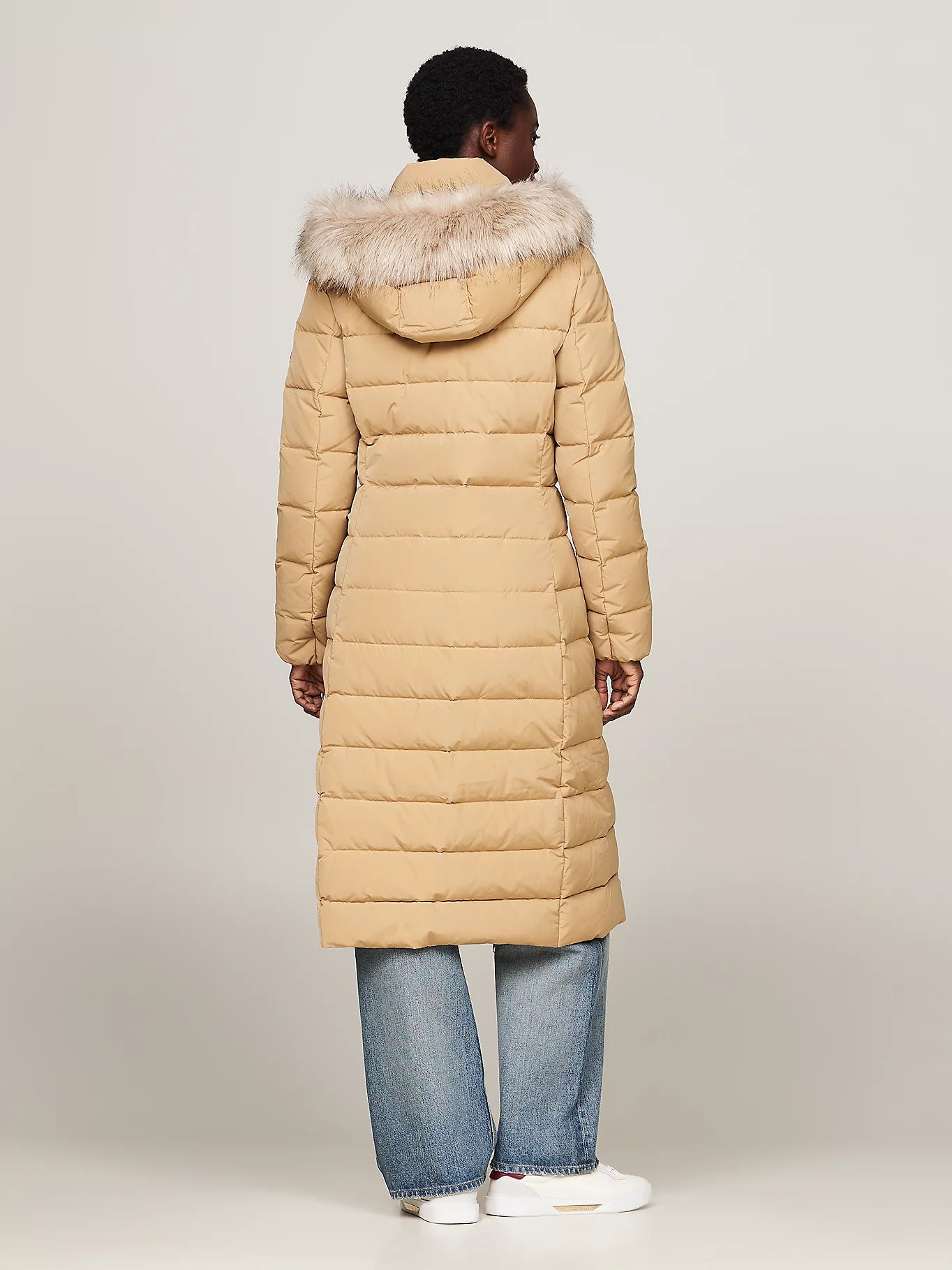 Tyra Longline Down Hooded Coat Camel