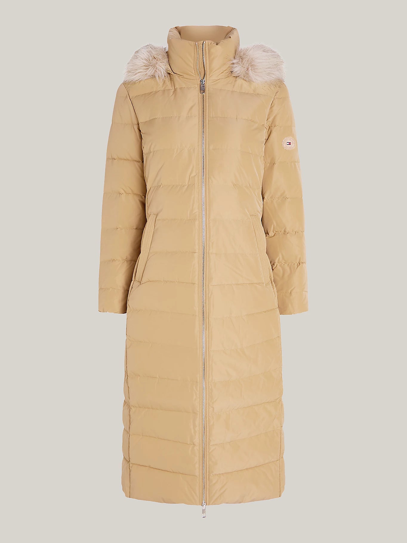 Tyra Longline Down Hooded Coat Camel