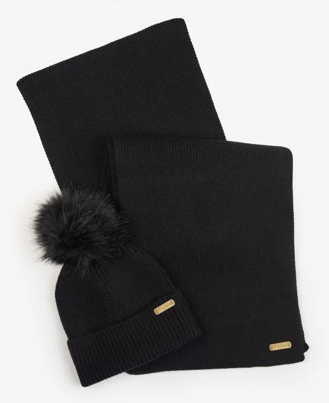 Mallory Beanie & Scarf Gift Set-Black