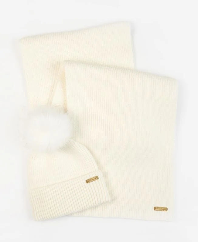 Mallory Beanie & Scarf Gift Set- Optic White