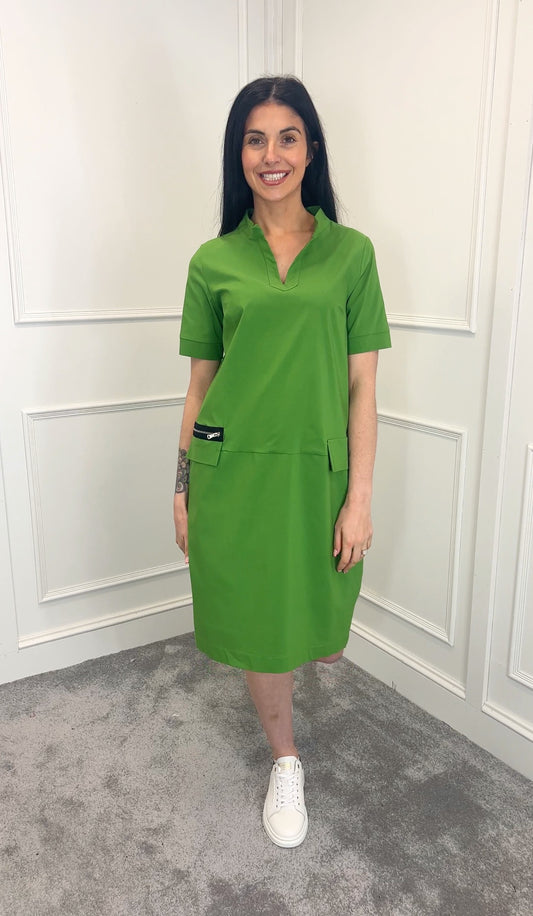 Zip Pocket Dress-Green