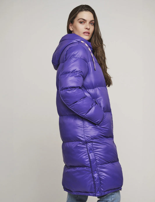 Gael purple puffer coat with detachable hood