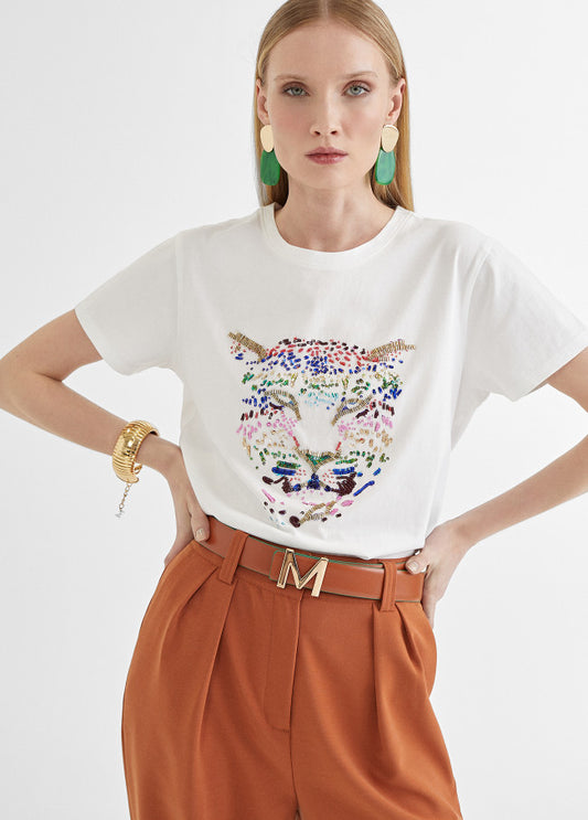 TIGER EMBROIDERY T-SHIRT
