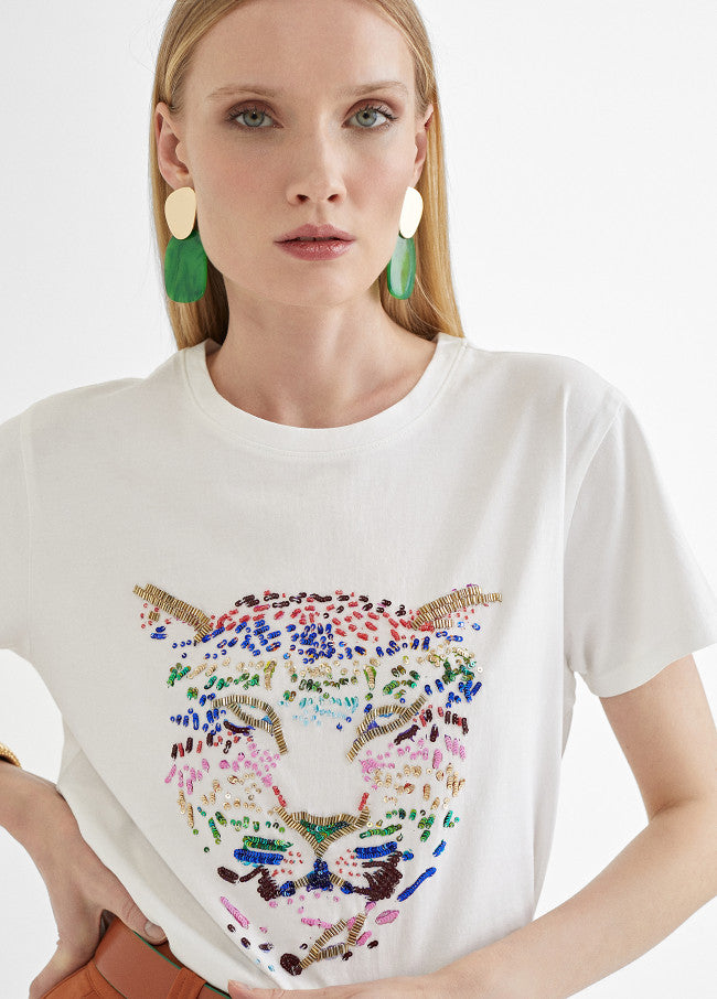 TIGER EMBROIDERY T-SHIRT