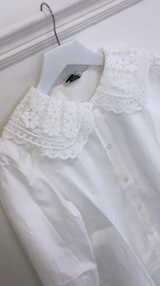 Lace Romantic Shirt- White