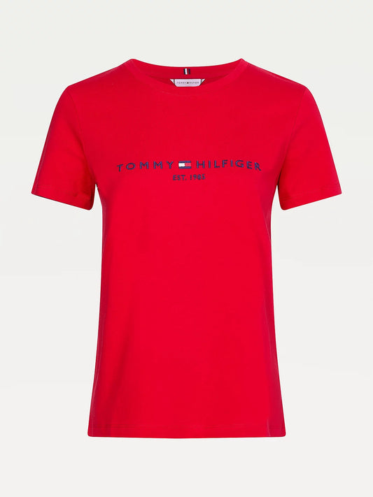 Essential Crew Neck Logo T-shirt- Red