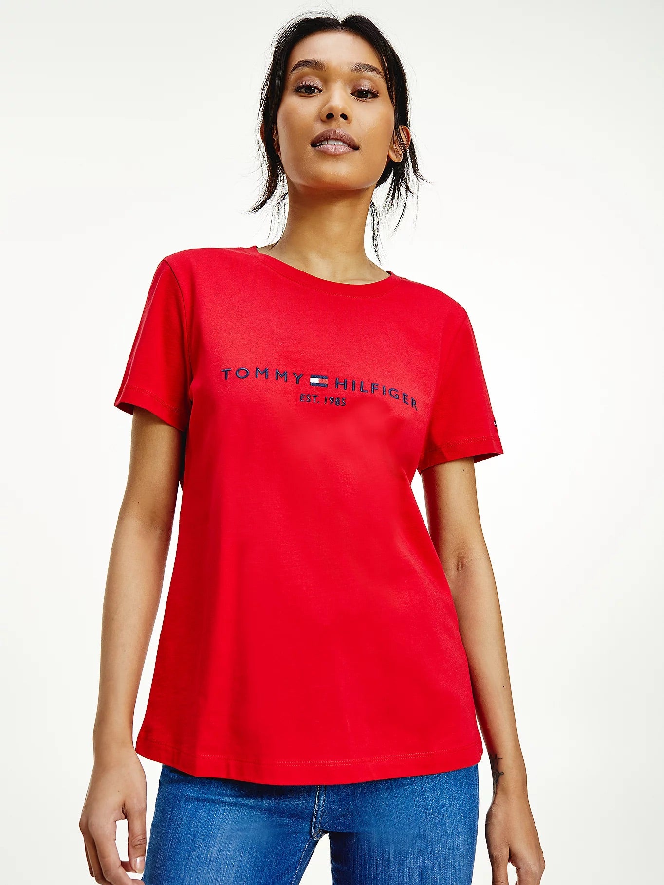 Essential Crew Neck Logo T-shirt- Red